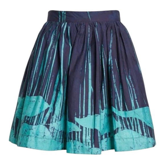 Busayo Ola Batik Fit & Flare Cotton Skirt In Dark Green NWT - Picture 2 of 8